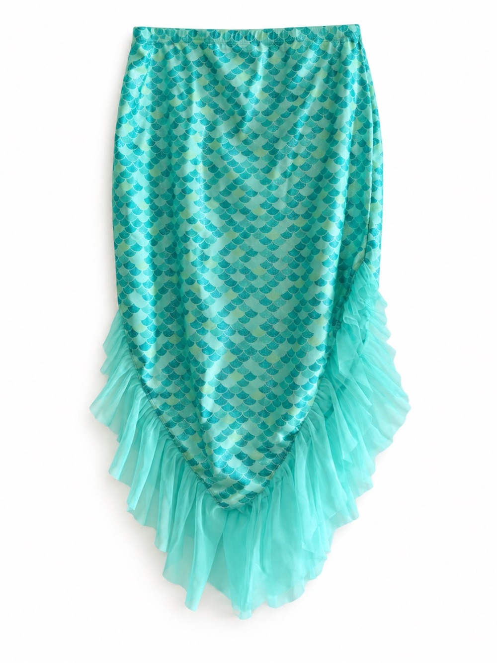 Aqua Mermaid-Scale Ruffle Hem Skirt Costume
